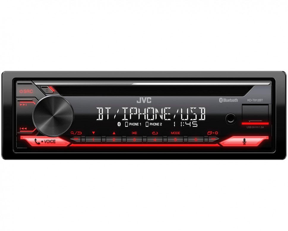 JVC KD-T812BT автомагнитола 1DIN/CD/Amazon Alexa/Bluetooth/USB/Spotify/FLAC