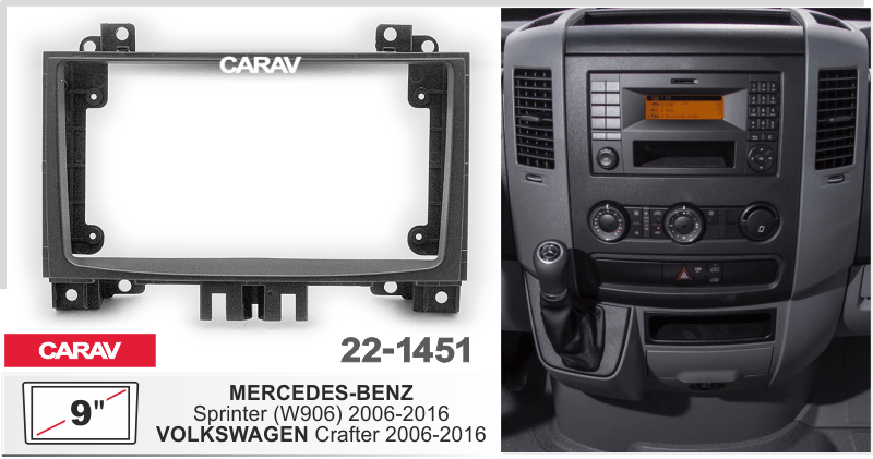 CARAV 22-1451 перехідна рамка Mercedes Sprinter, VW Crafter для магнітоли на Андроїд з екраном 9 дюймів