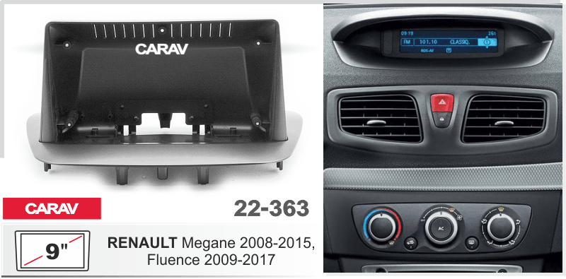 Рамка для замены штатной магнитолы Renault Megane Fluence CARAV 22-363 