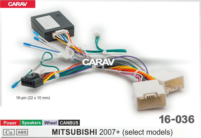 CAN-Bus адаптер с ISO-переходником CARAV 16-036 для подключения магнитолы на Андроид 9"/10" в Mitsubishi 2007+