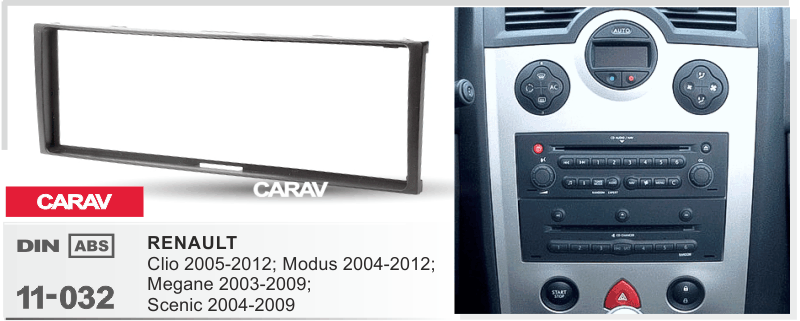CARAV 11-032 перехідна рамка 1DIN Renault Megane Clio Scenic