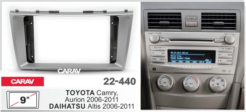 CARAV 22-440 переходная рамка TOYOTA Camry 2006-2011 для магнитолы с экраном 9 дюймов