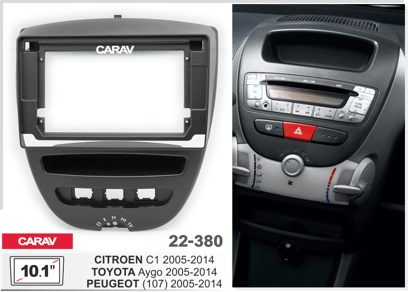 CARAV 22-380 переходная рамка Peugeot 107 для автомагнитолы с экраном 10"