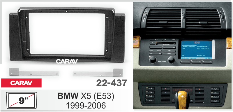 CARAV 22-437 переходная рамка для магнитолы с экраном 9" для BMW X5 E53