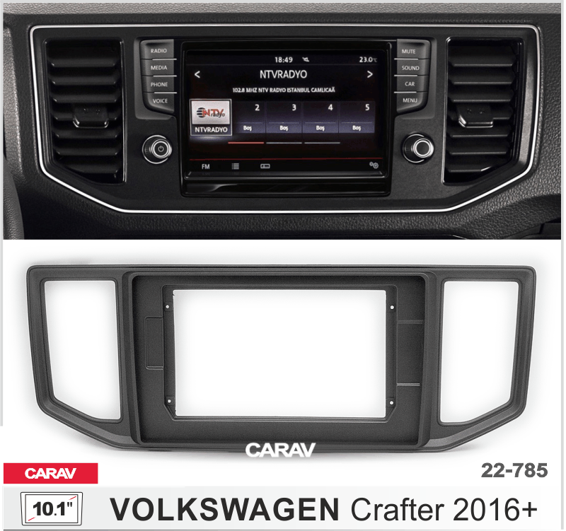 Переходная рамка CARAV 22-785 VW Crafter 2016+ для магнитолы с экраном 10"