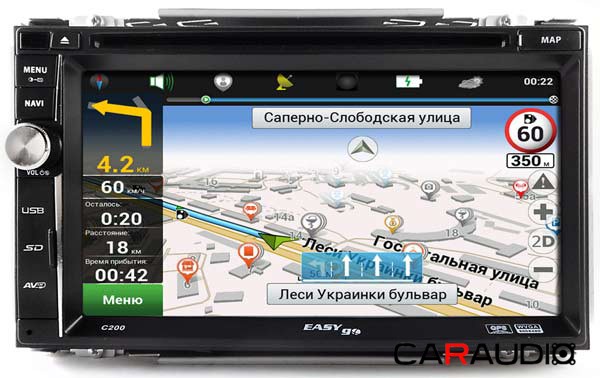 EasyGo C200 магнитола 2DIN c GPS (Navitel)