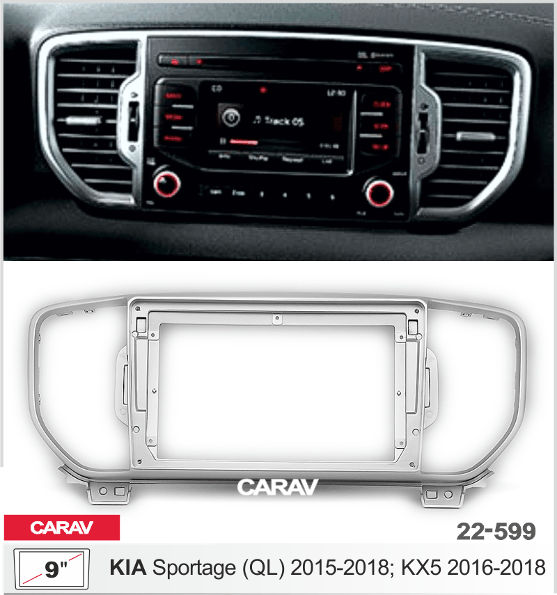 CARAV 22-599 переходная рамка Kia Sportage (QL) 2015-2018 KX5 2016-2018 для автомагнитолы 9 дюймов