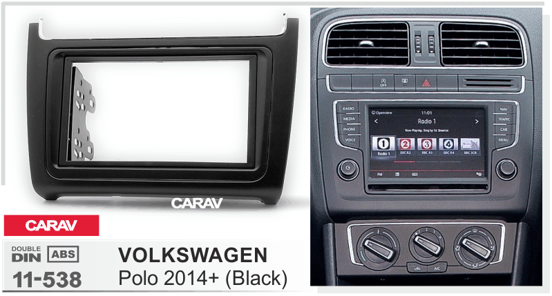 CARAV 11-538 переходная рамка Volkswagen Polo 2014 (черная)